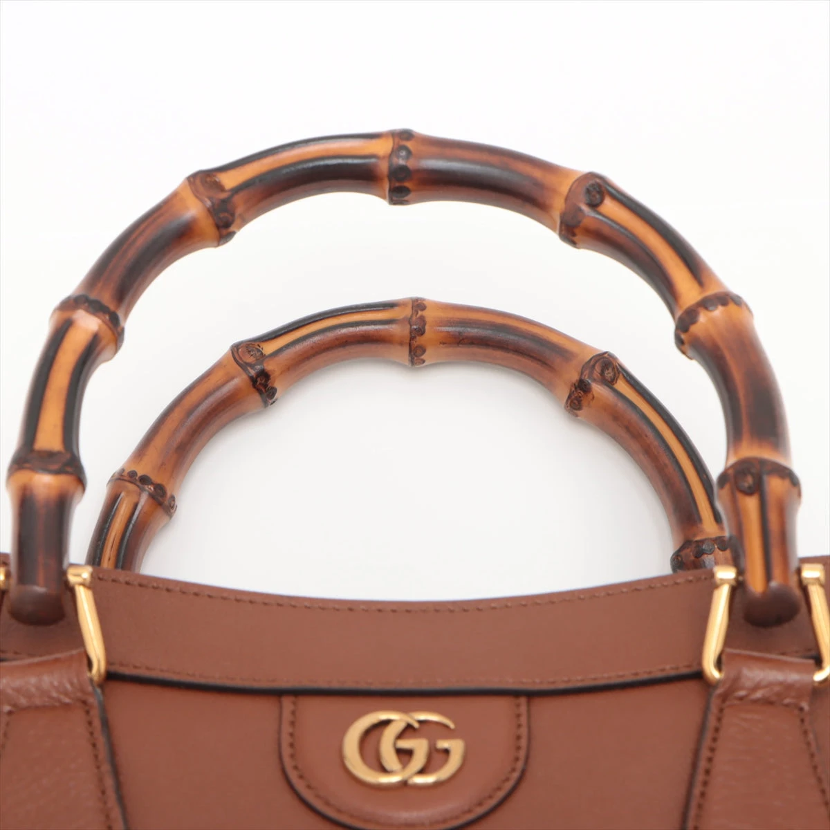 ✨美品✨GUCCI ハンドバッグ ダイアナ バンブー レザー ブラウン 金具 グッチ バンブー ダイアナ レザー 2WAYハンドバッグ ブラウン