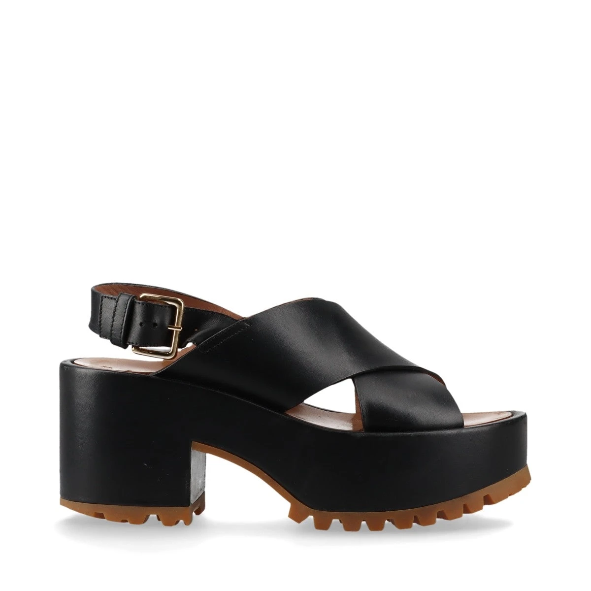 マルニ レザー サンダル 38 レディース ブラック A3081572｜中古