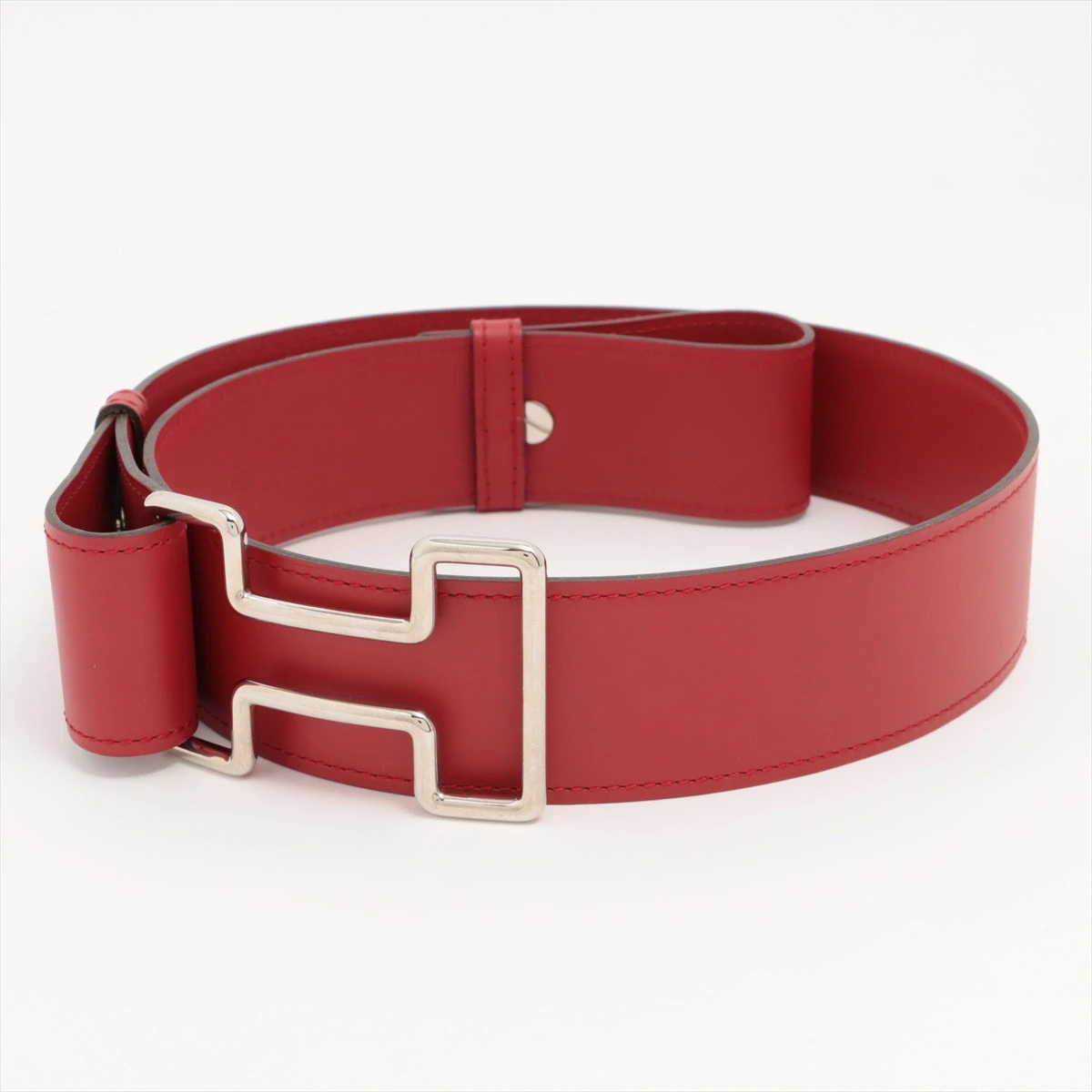 HERMES レザー ベルト Hバックル 85 □K刻印（2007年） ホワイト 