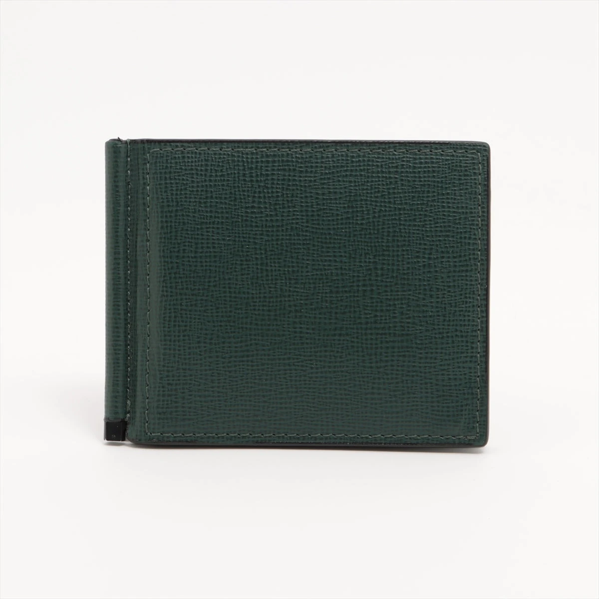【美品】Valextra マネークリップ　ダークグリーン ヴァレクストラ レザー マネークリップ グリーン DU028207｜中古