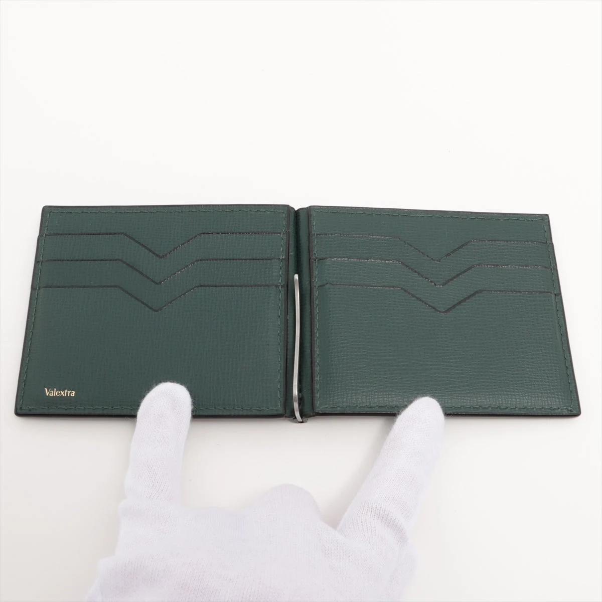 ヴァレクストラ レザー マネークリップ グリーン DU028207｜中古