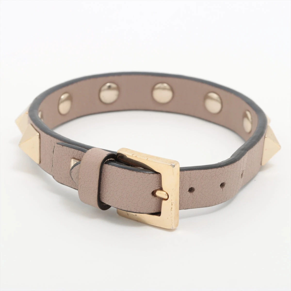 【VALENTINO】ロックスタッズレザーブレスレット　ピンクベージュ バレンティノ VALENTINO スタッズ レザー ブレスレット ピンク