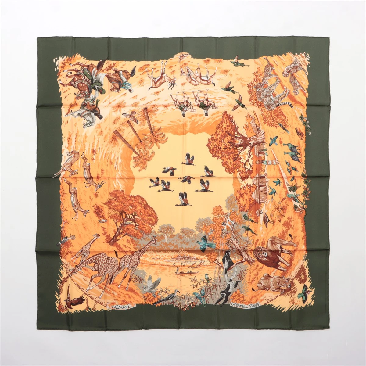 HERMES エルメス スカーフ カレ90 AFRICA/アフリカ ベージュ