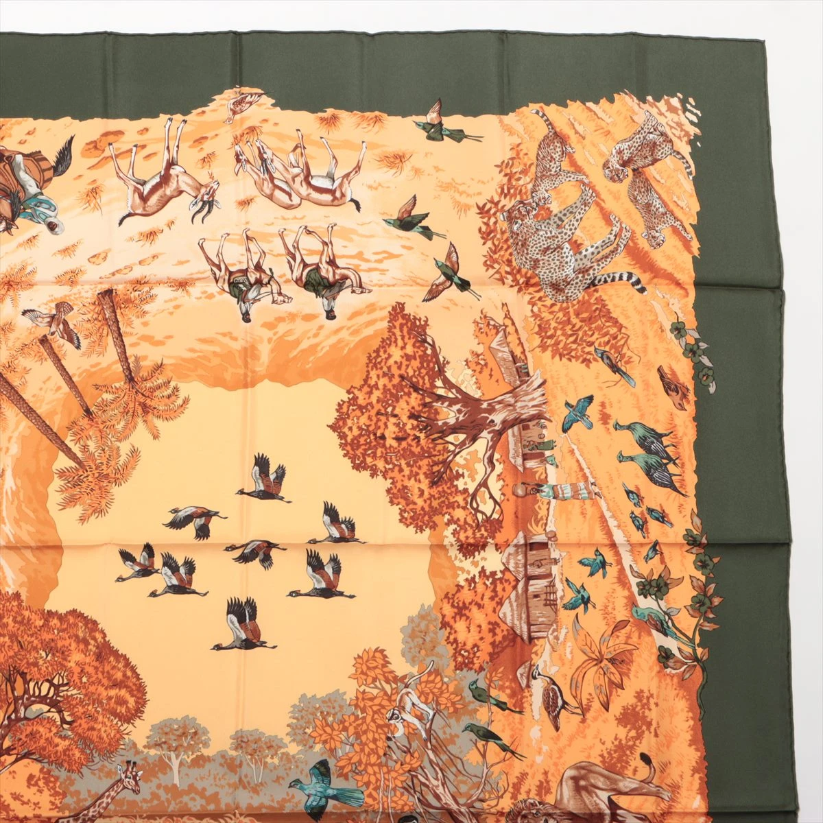 エルメス カレ90 AFRICA アフリカ スカーフ シルク グリーン A3083118