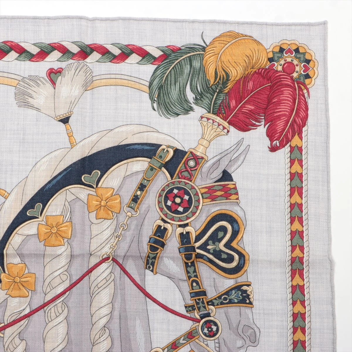 エルメス スカーフ カシミヤ×シルク HARNAIS DE COEUR A3086643｜中古