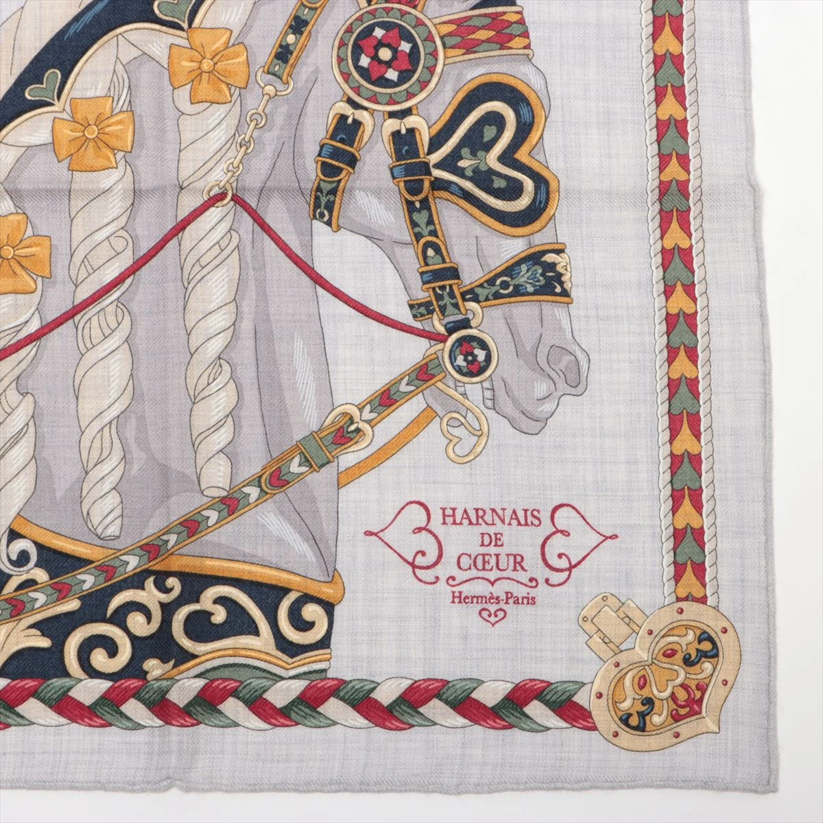 エルメス スカーフ カシミヤ×シルク HARNAIS DE COEUR A3086643｜中古