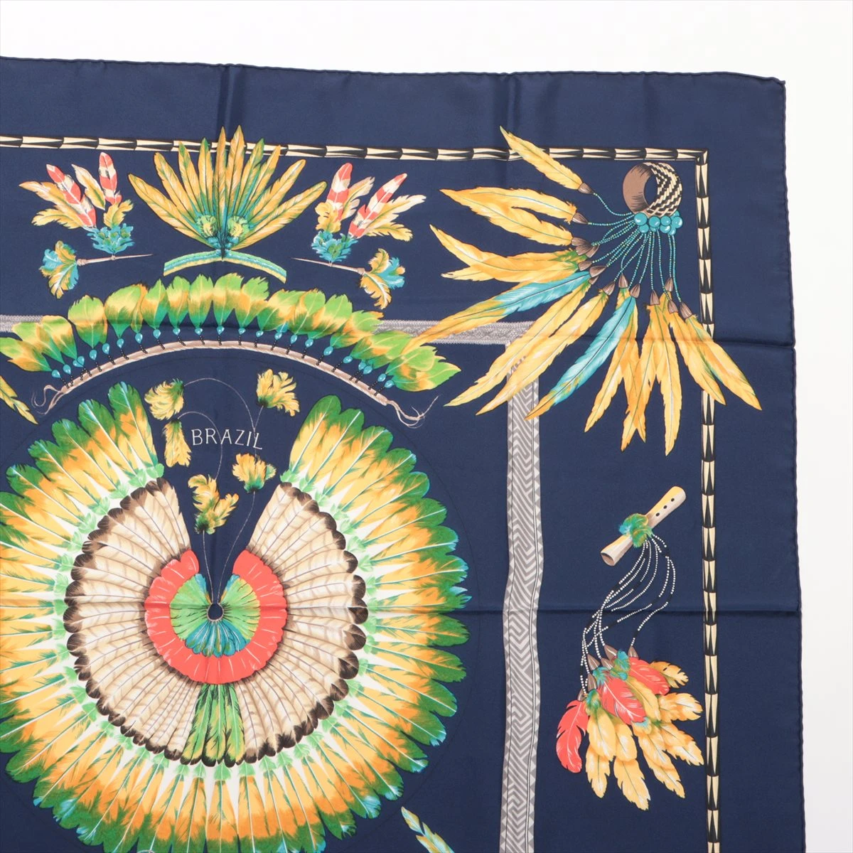 エルメス カレ90 BRAZIL ブラジル スカーフ シルク ブラック