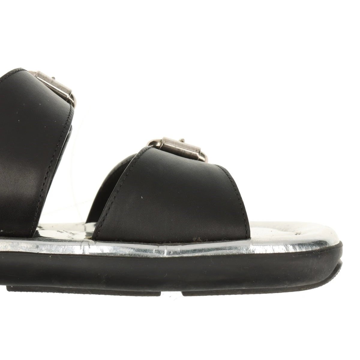 プラダ レザー×パテント サンダル 37 レディース ブラック