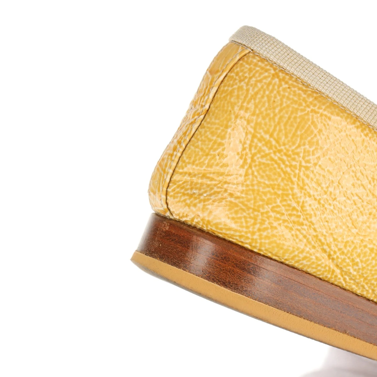 正規品 CHANEL シャネル パンプス パテントレザー イエロー 23.5 シャネル ココマーク パテントレザー フラットパンプス 36 1/2