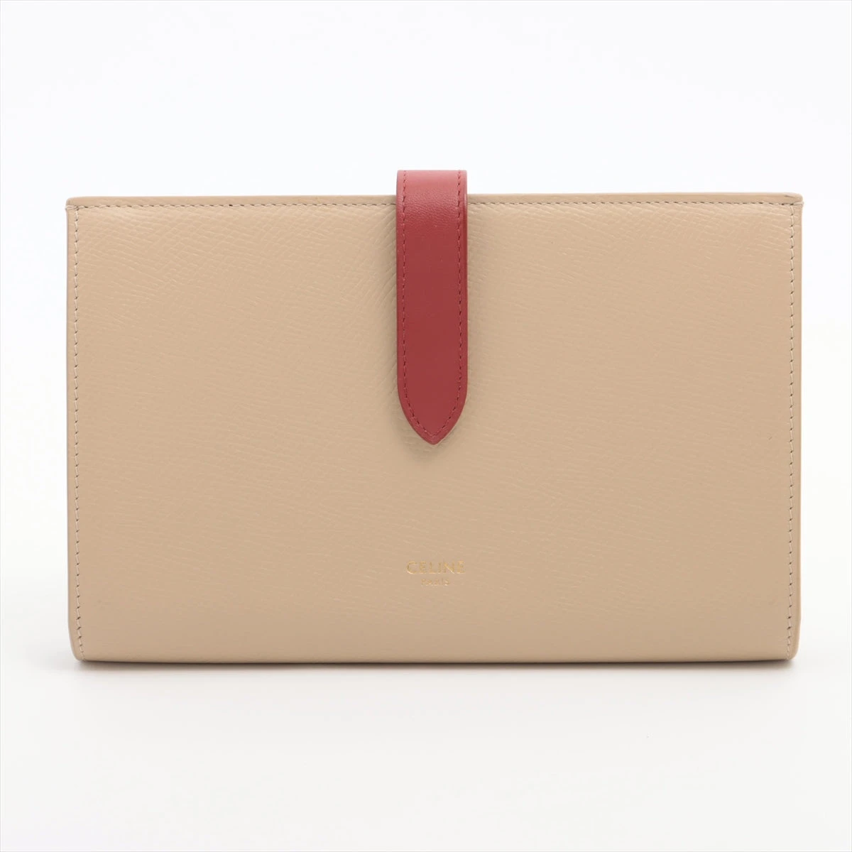 セリーヌ ラージストラップウォレット レザー 財布 ベージュ A3073478 