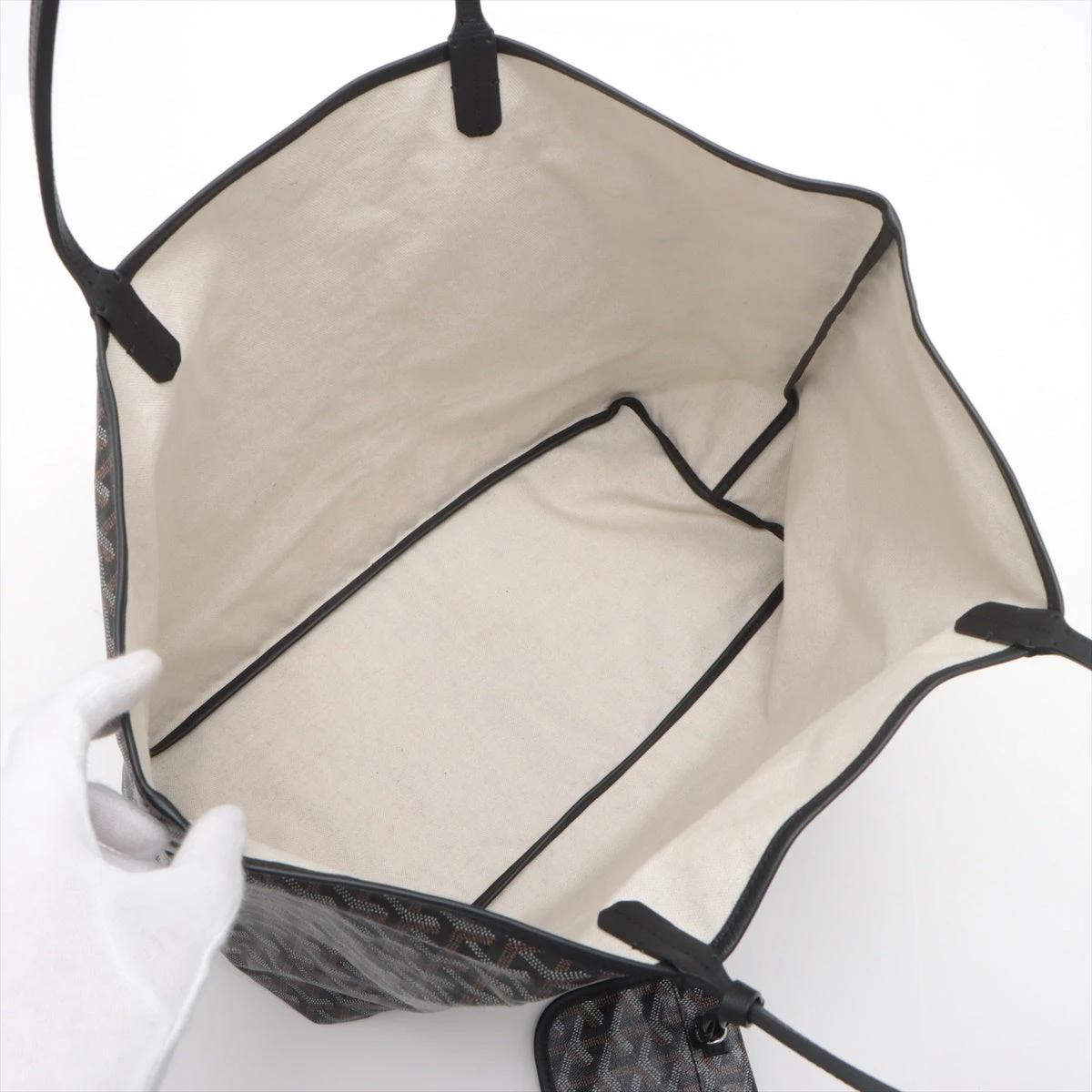 ゴヤール サンルイGM PVC×レザー トートバッグ ブラック A3078678