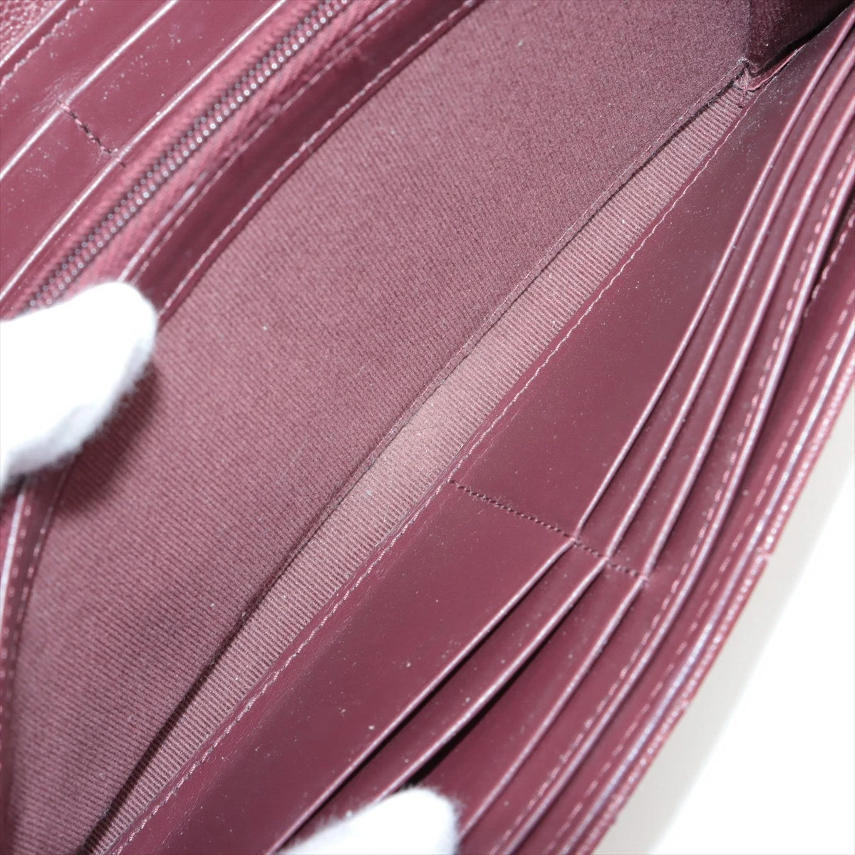 シャネル ココマーク キャビアスキン 財布 ボルドー ゴールド