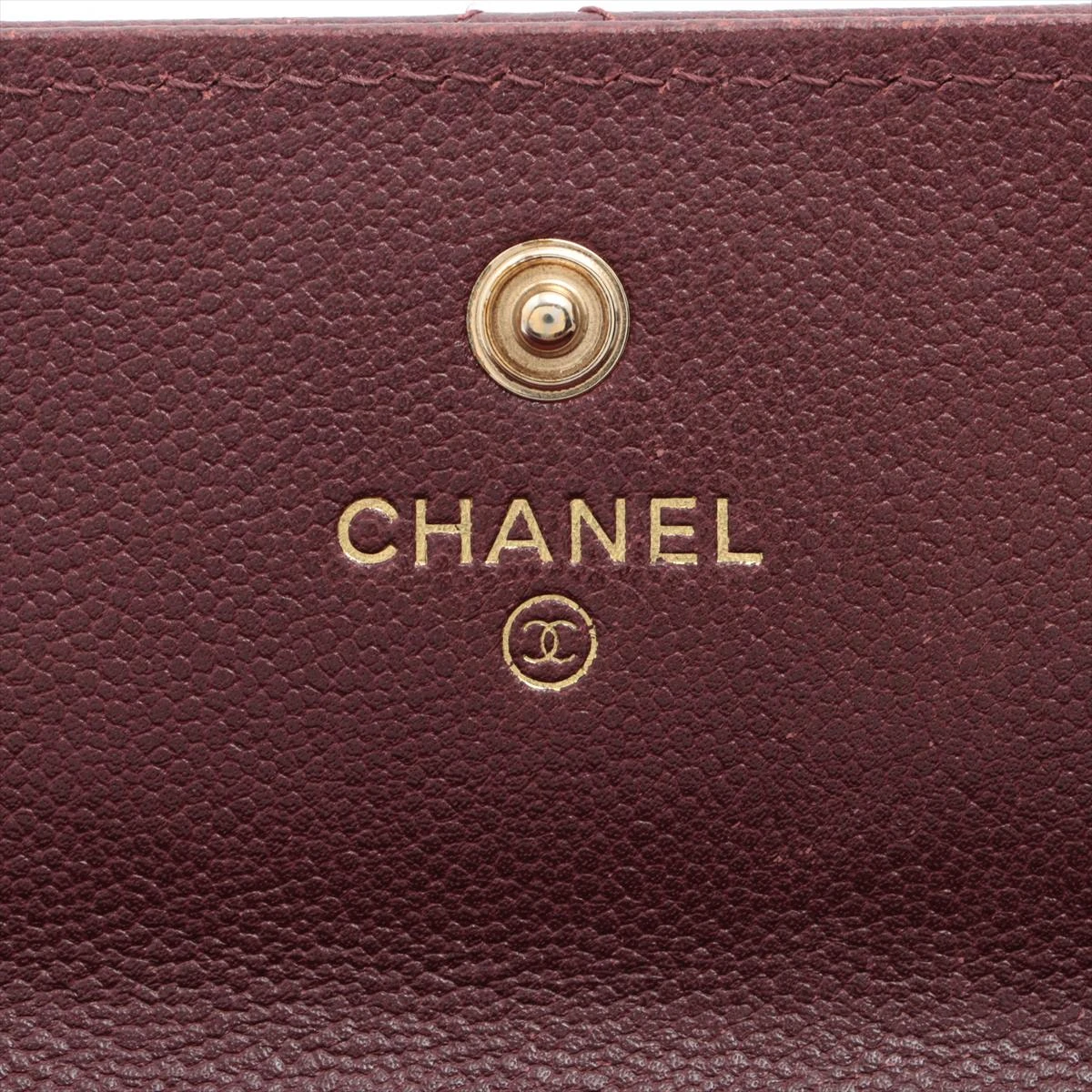 シャネル ココマーク キャビアスキン 財布 ボルドー ゴールド