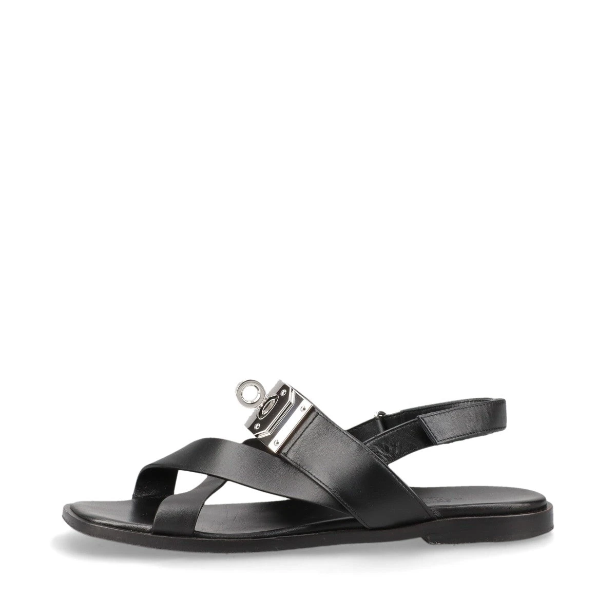 エルメス イネス レザー サンダル 36 レディース ブラック ケリー金具