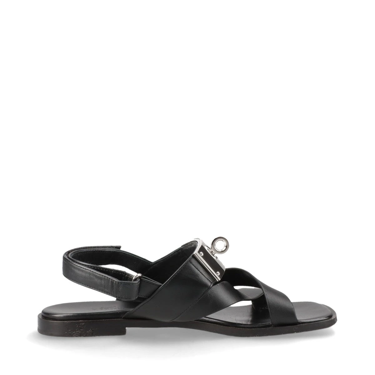 エルメス イネス レザー サンダル 36 レディース ブラック ケリー金具