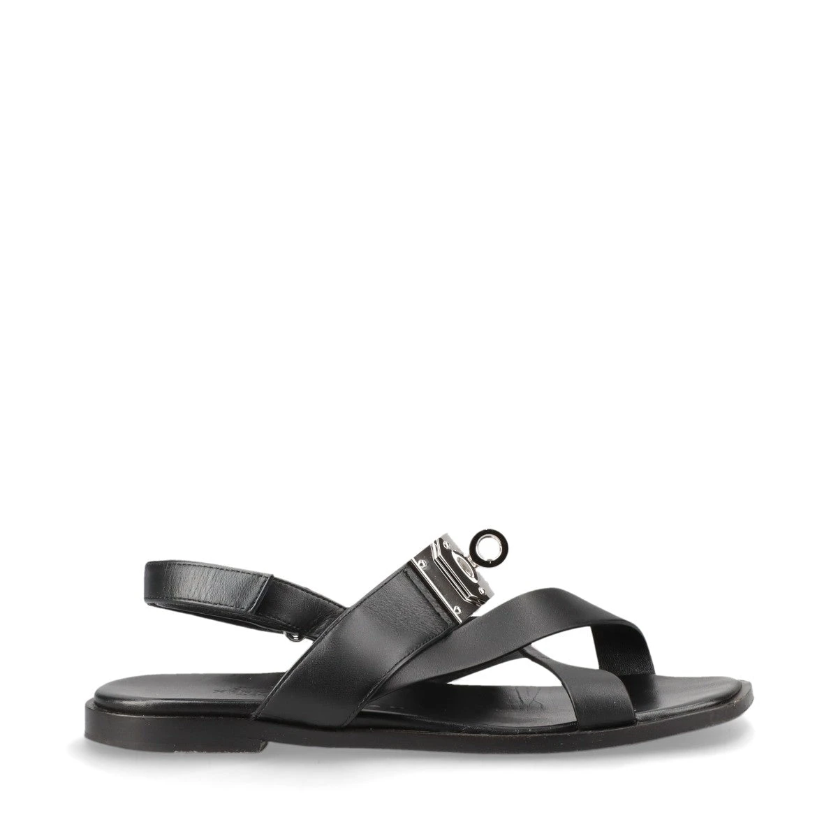 エルメス イネス レザー サンダル 36 レディース ブラック ケリー金具