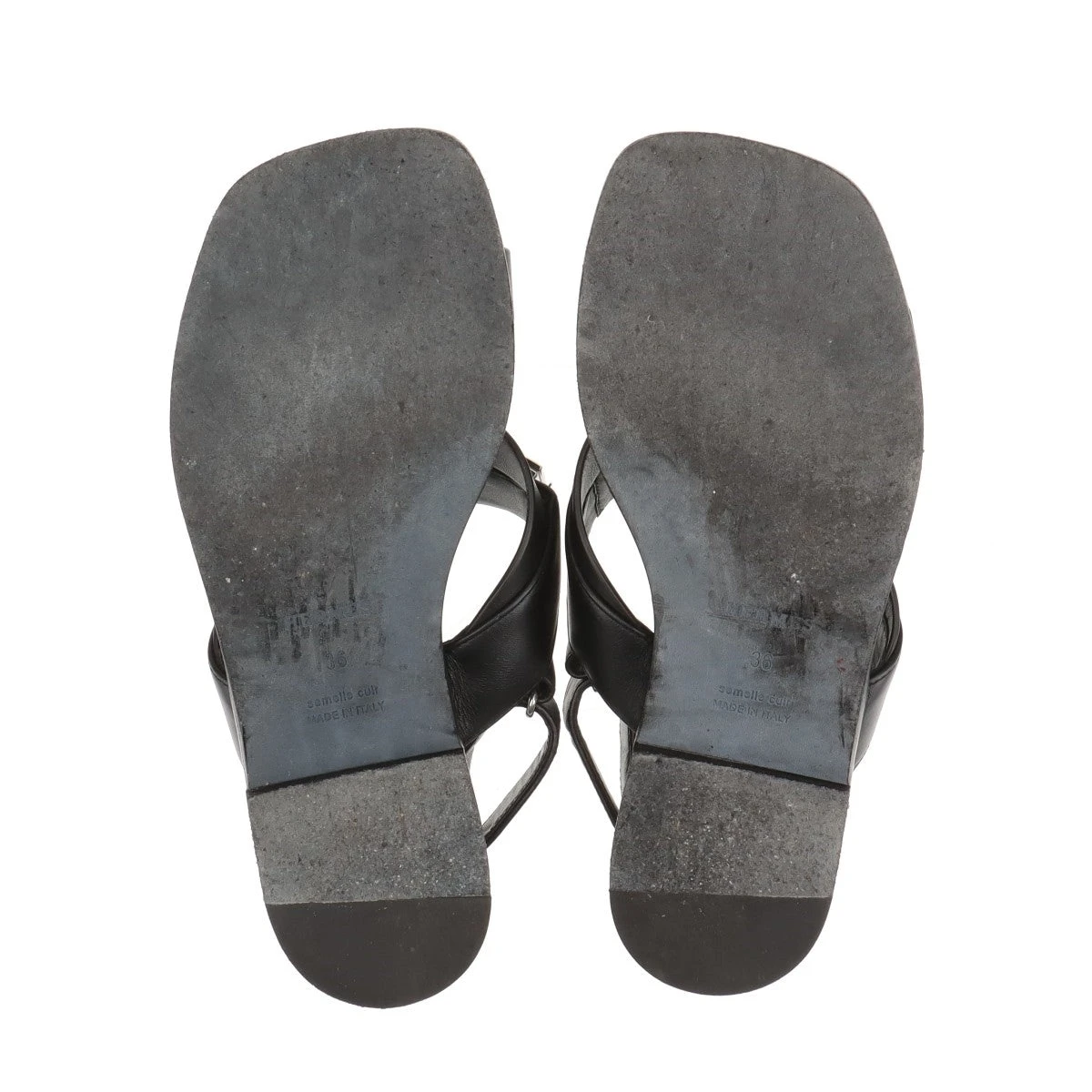 エルメス イネス レザー サンダル 36 レディース ブラック ケリー金具