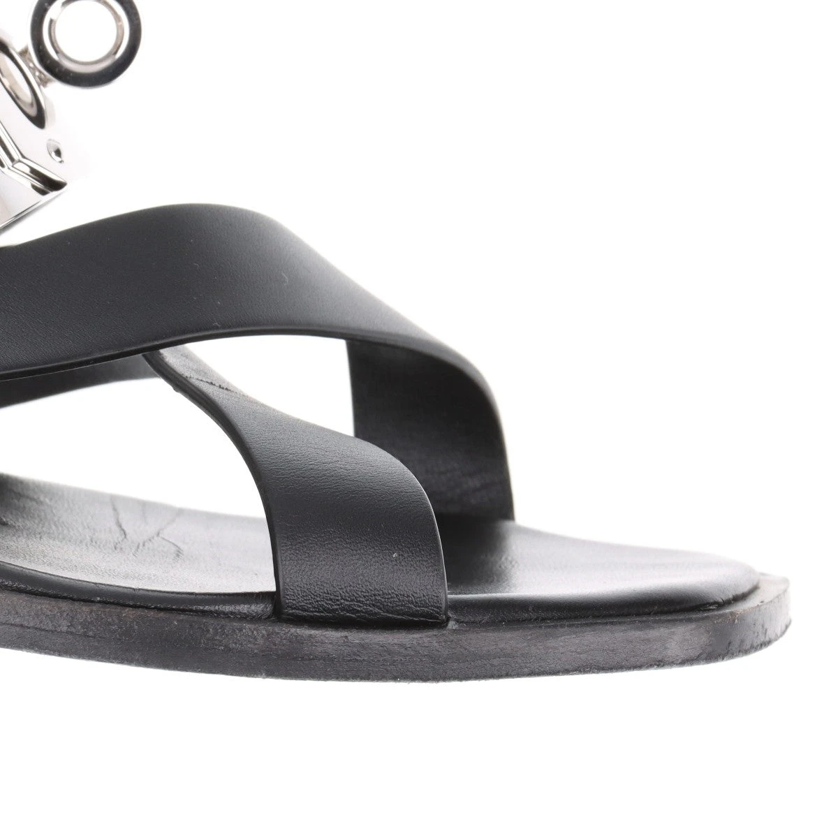 エルメス イネス レザー サンダル 36 レディース ブラック ケリー金具