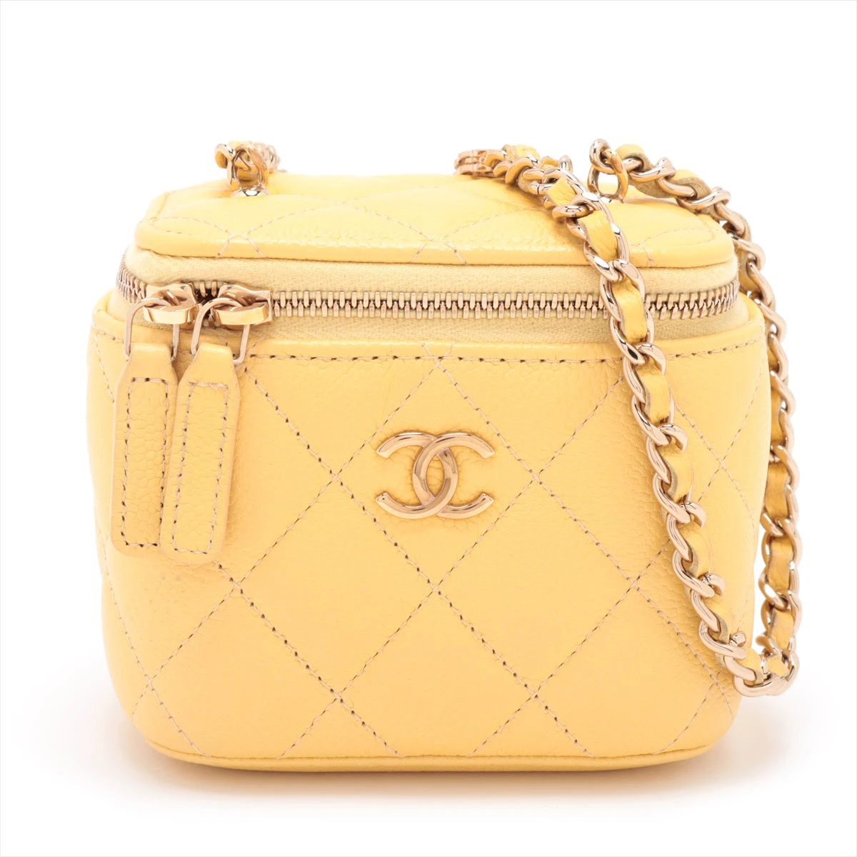 CHANEL シャネル マトラッセ スモール ヴァニティ キャビアスキン レザー チェーンショルダーバッグ ゴールド金具 ホワイト AP2502 31番台 CHANEL（シャネル） マトラッセ ミニバニティ ショルダーバッグ