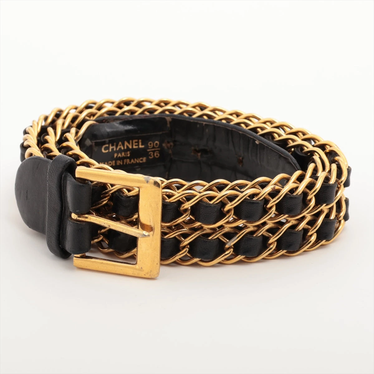 シャネル黒本革製ベルト正規品