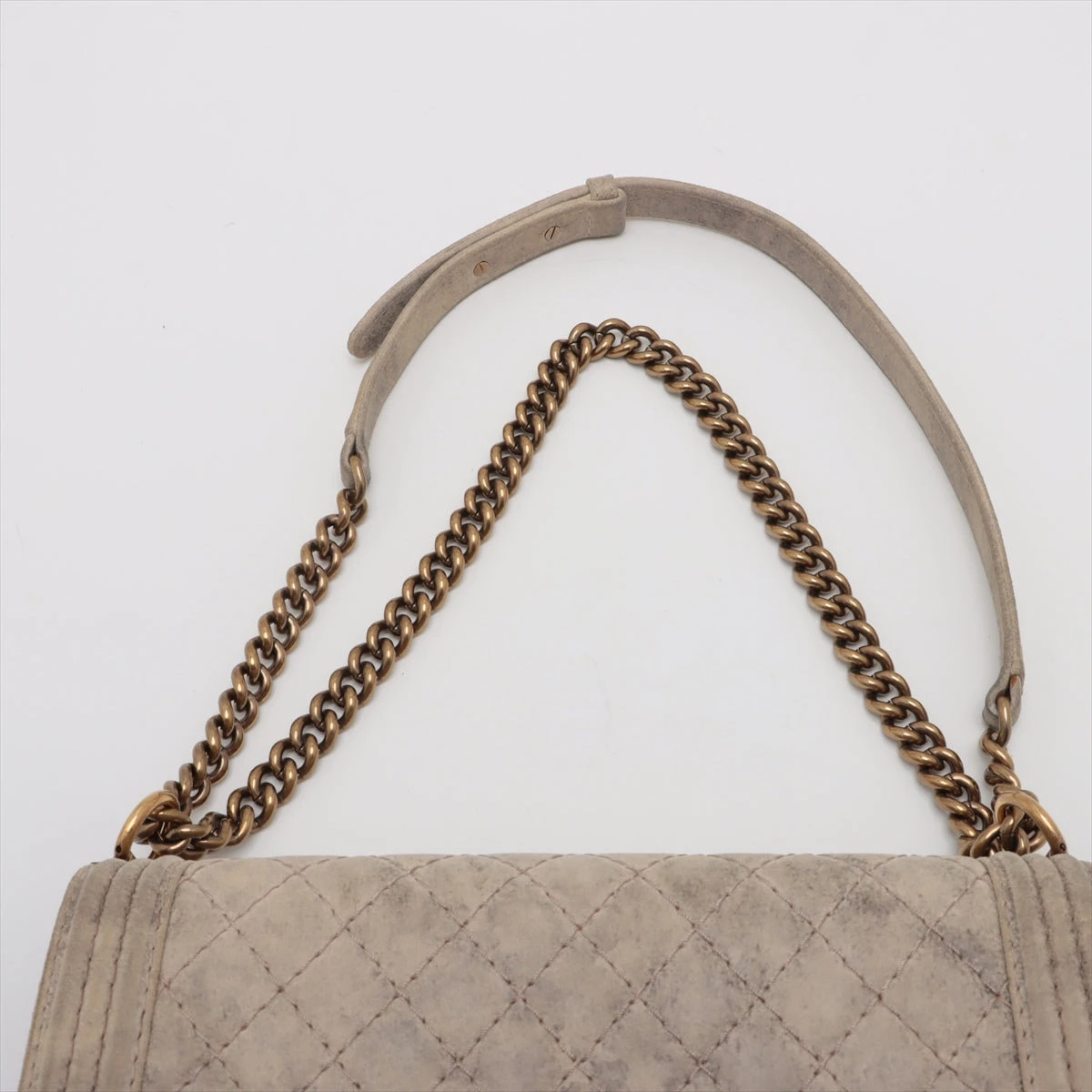 CHANEL ベージュ スエード ショルダーバッグ ショッピング バッグ、スエード カーフスキン & シャイニー