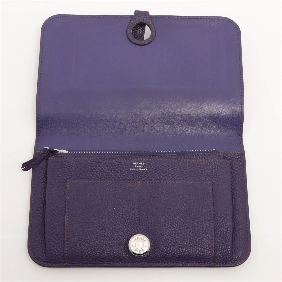 エルメス ドゴンGM トゴ 財布 パープル シルバー金具 □N:2010年  