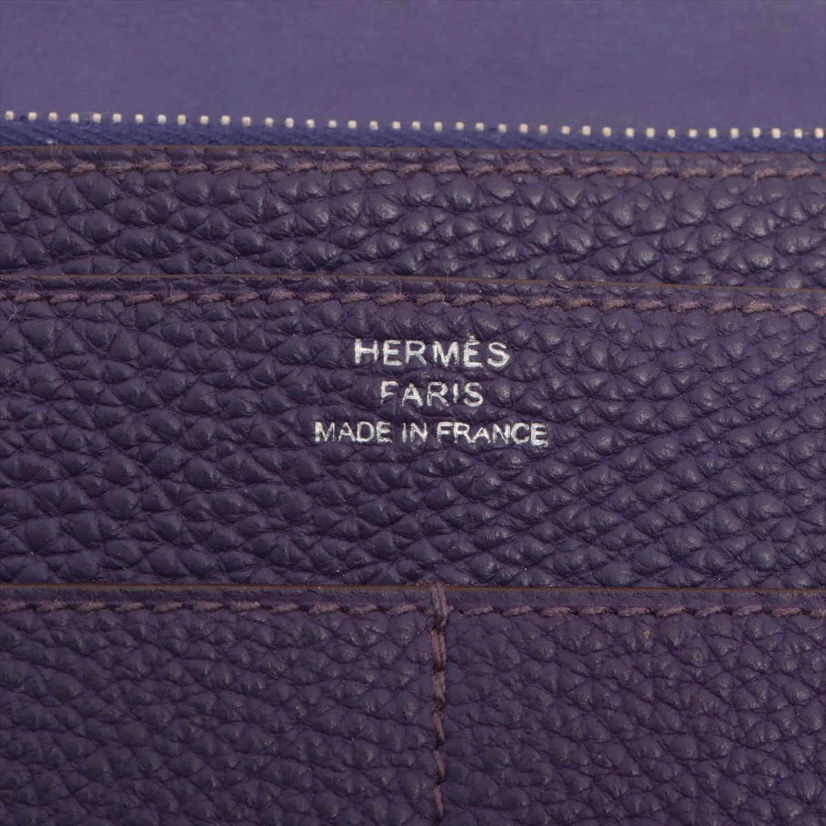 エルメス ドゴンGM トゴ 財布 パープル シルバー金具 □N:2010年  