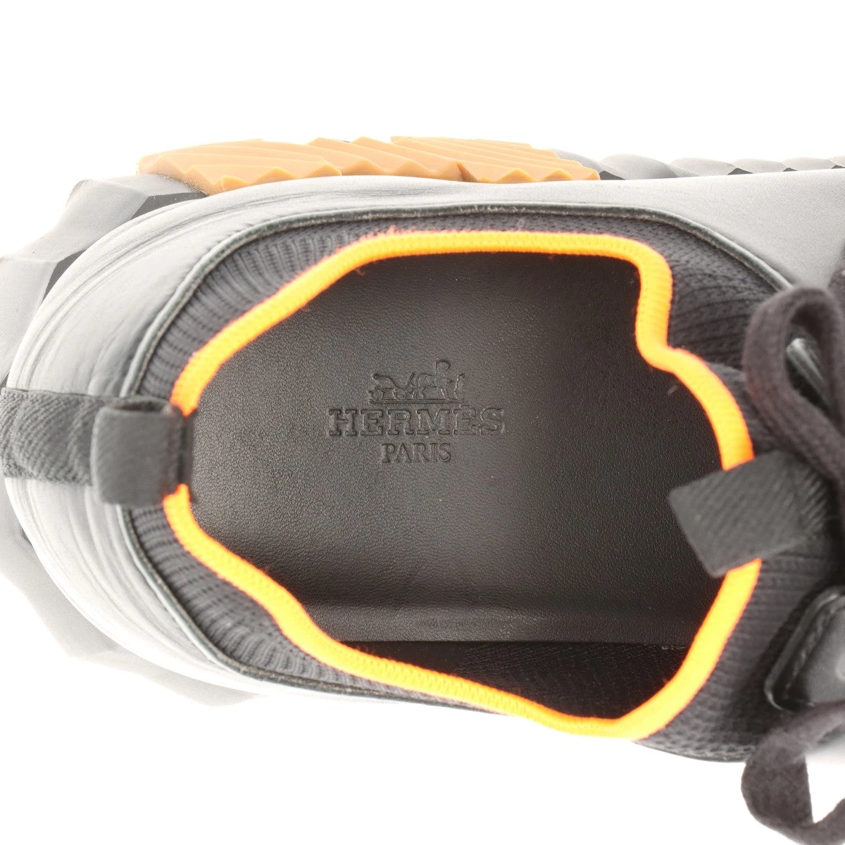 HERMES デパール ニット スニーカー シューズ エルメス デパール ニット×レザー スニーカー 45 メンズ ブラック