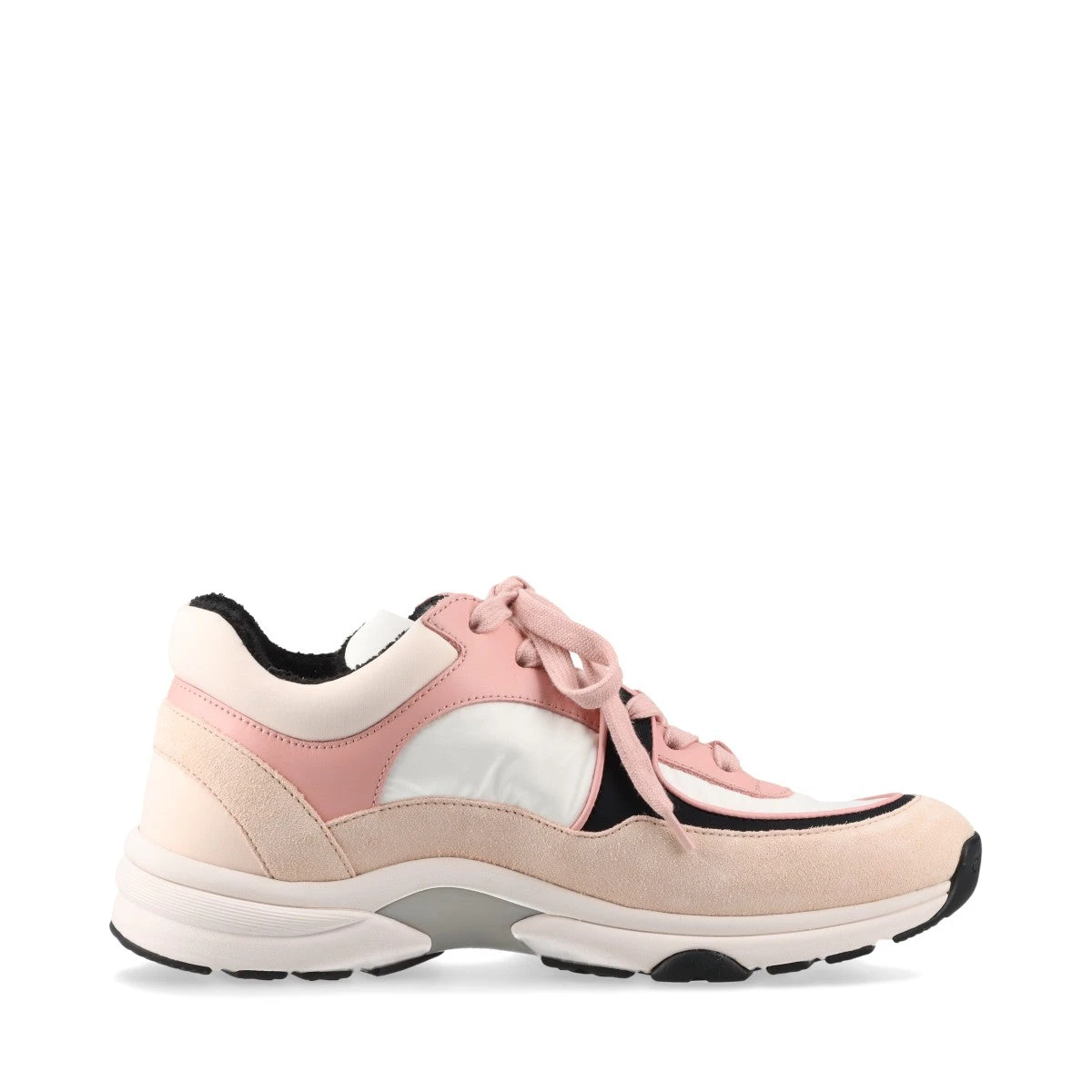 シャネル ココマーク レザー×ファブリック スニーカー 37