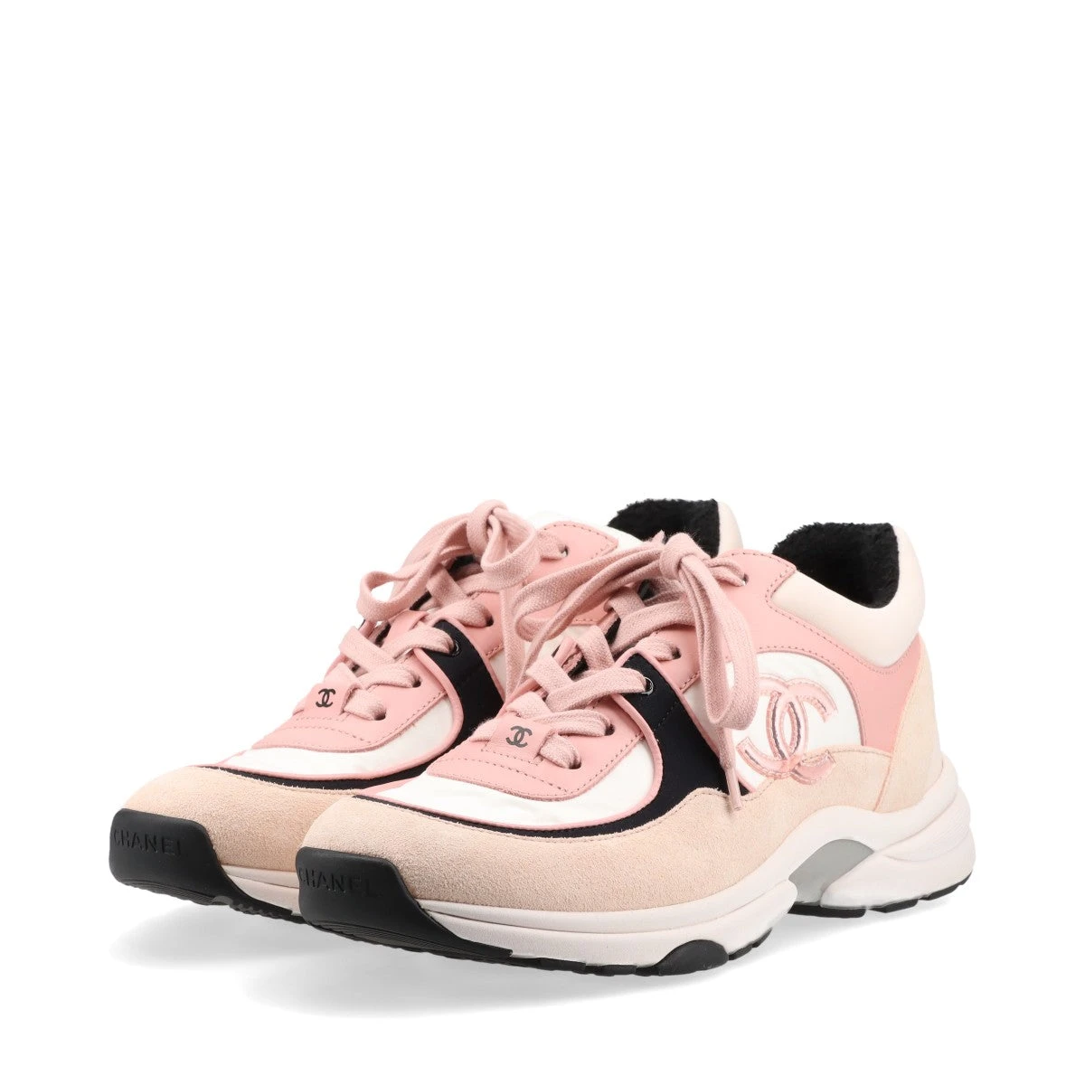 シャネル ココマーク レザー×ファブリック スニーカー 37 レディース