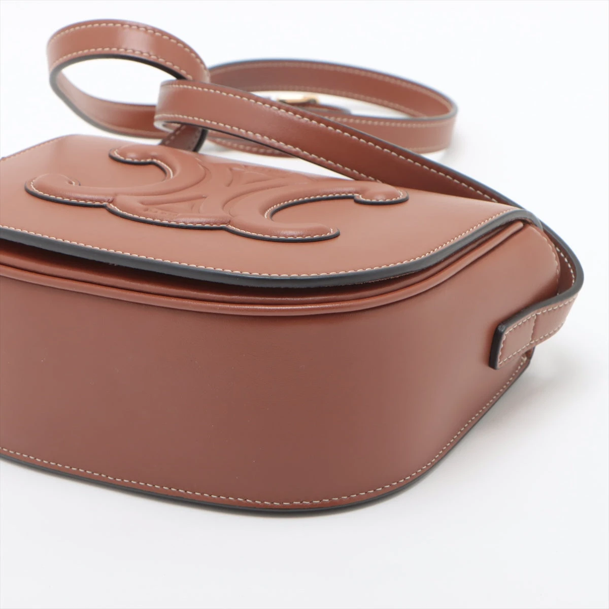 セリーヌ フォルコ トリオンフ レザー ショルダーバッグ CELINE - 新品同様 セリーヌ CELINE トリオンフ ミディアム