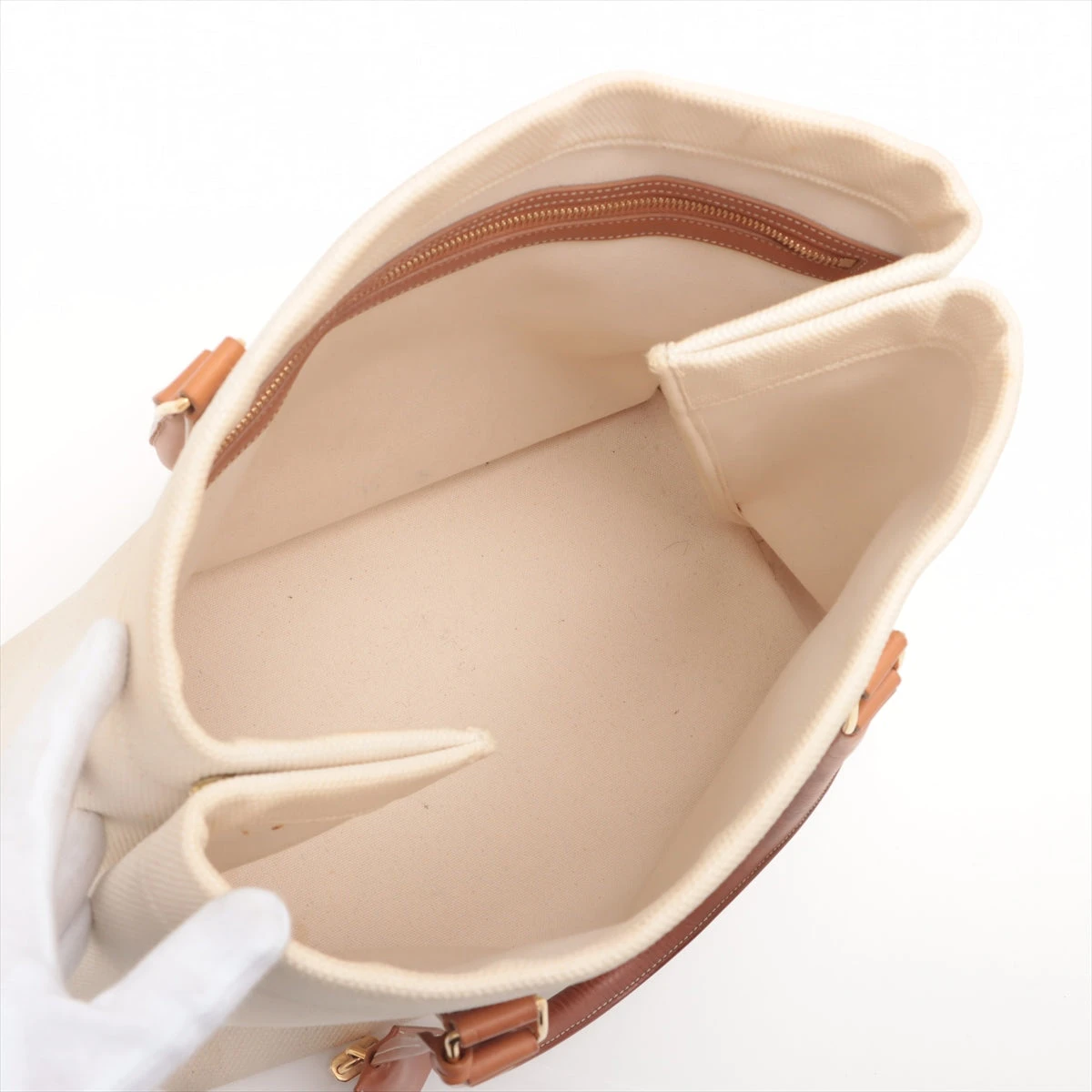 セリーヌ ホリゾンタルカバ キャンバス トートバッグ ベージュ