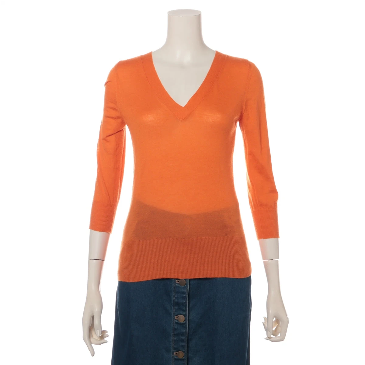 HERMES エルメス 23AW Hリフト カシミヤ長袖ニットセーター オレンジ 3H2653D1 HERMES - エルメス HERMES Hリフトカシミヤニットセーター 3H2653D1