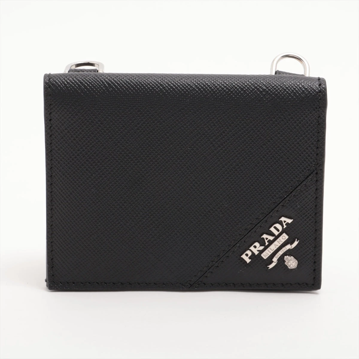 美品⭐︎プラダ PRADA 財布 二つ折り財布 サフィアーノ 黒 プラダ 二つ折り財布 財布 レディース サフィアーノ メタル