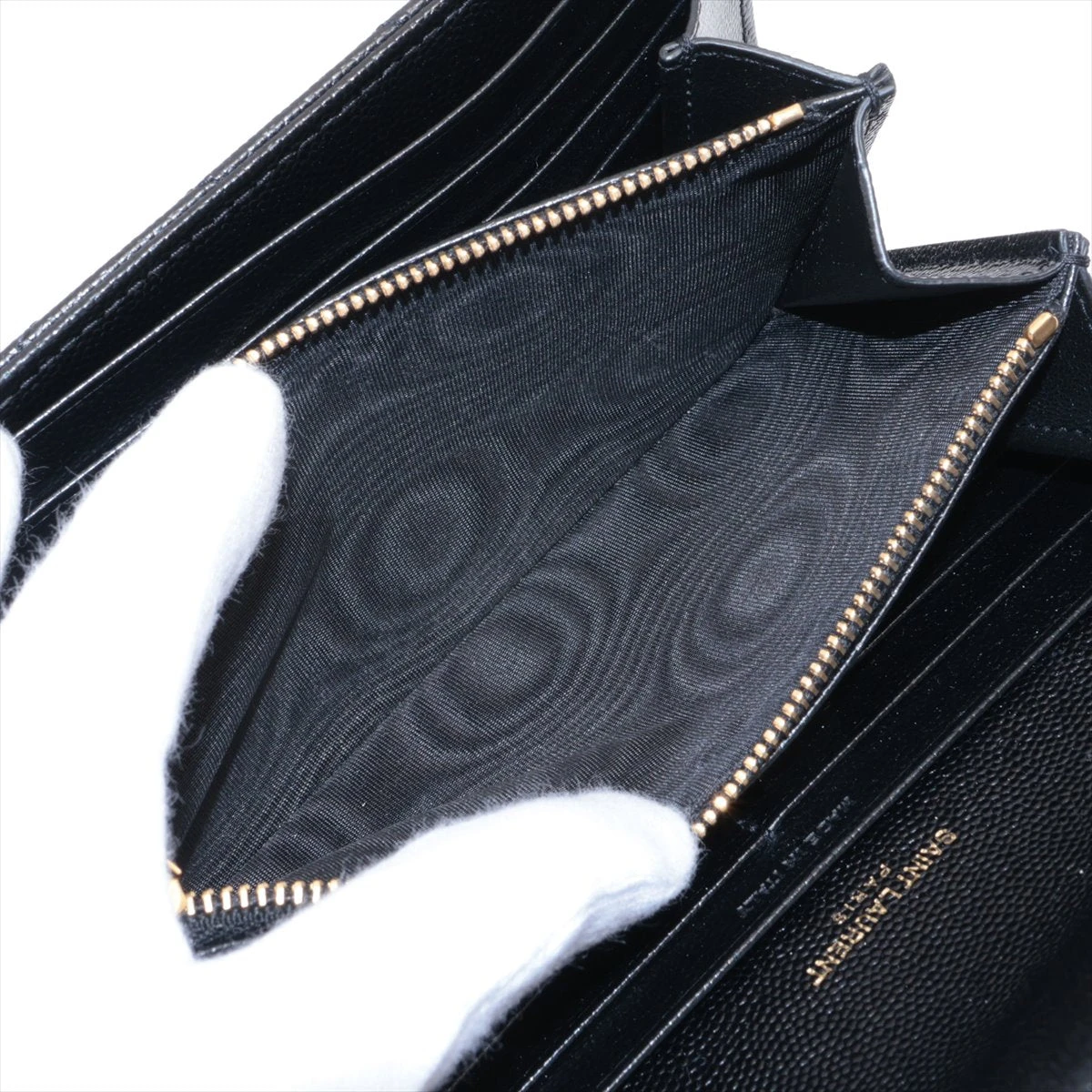 サンローラン 長財布 カサンドラ ロゴ キャビアスキン Vステッチ 【ネイビー】 SAINT LAURENT PARIS】サンローランパリ『YSLロゴ ラージ