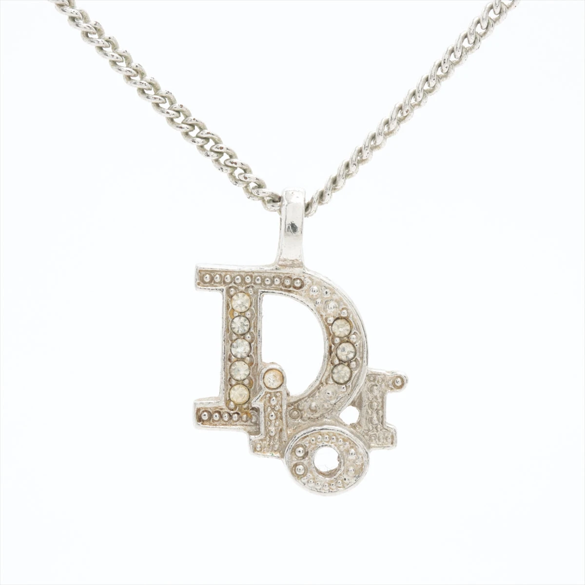 Christian Dior ネックレス　ラインストーン　GP ディオール ロゴ ディオール Diorロゴ ネックレス GP×ラインストーン シルバー