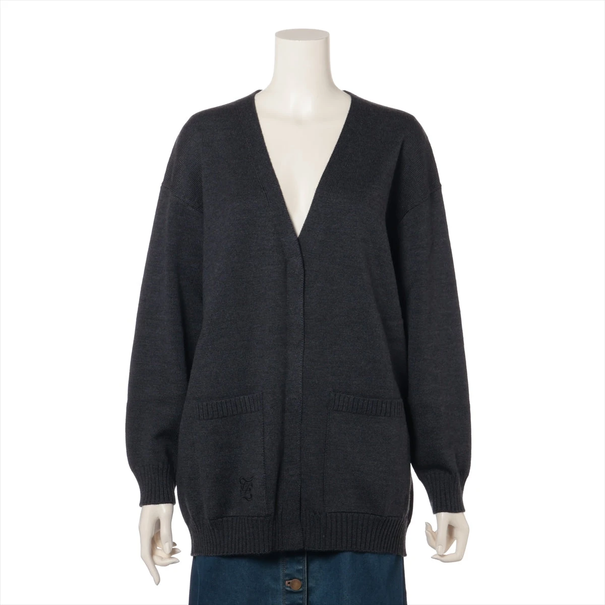 フェンディ 21年 ウール カーディガン 40 レディース グレー FZC906