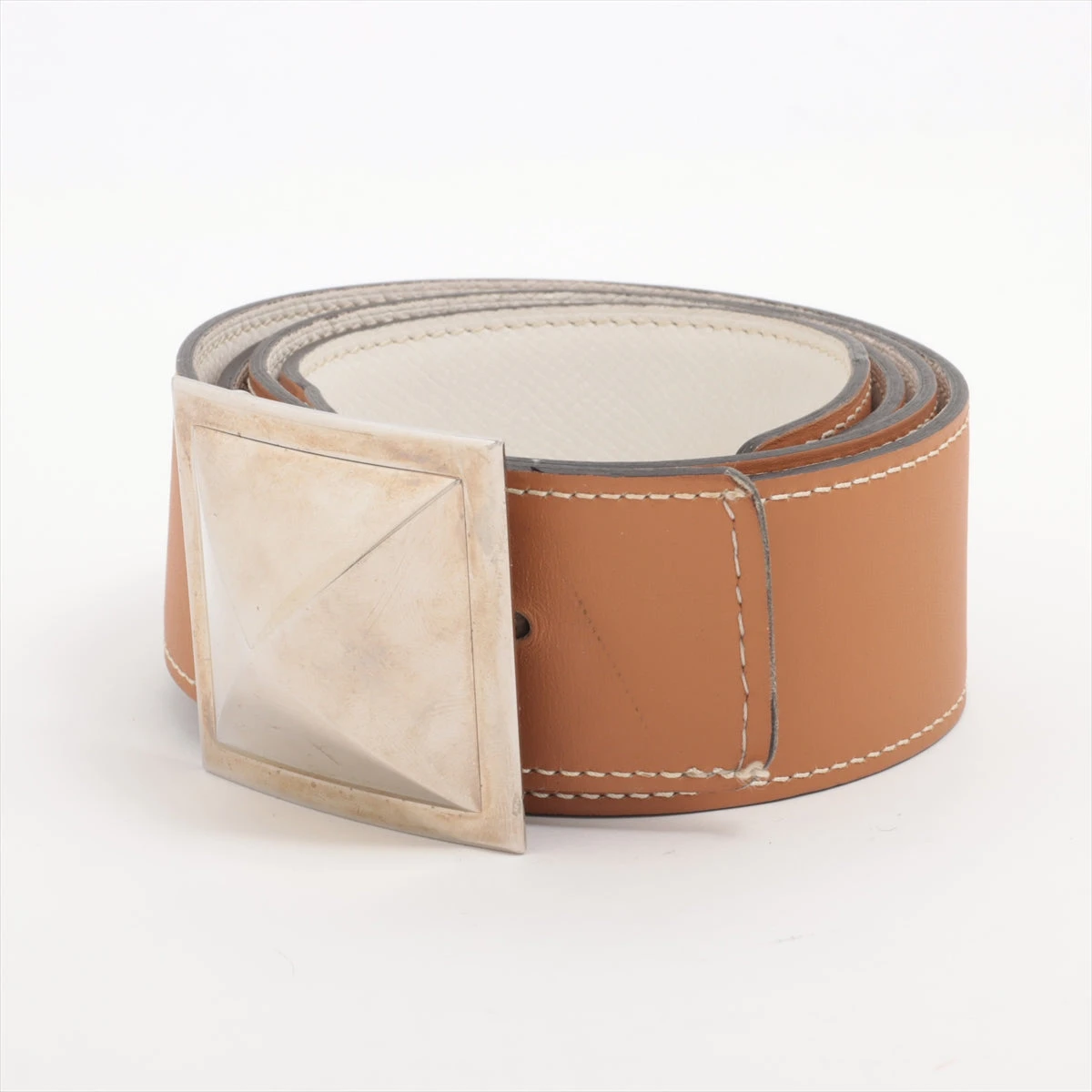 エルメス メドール □O：2011 ベルト レザー ゴールド×ホワイト