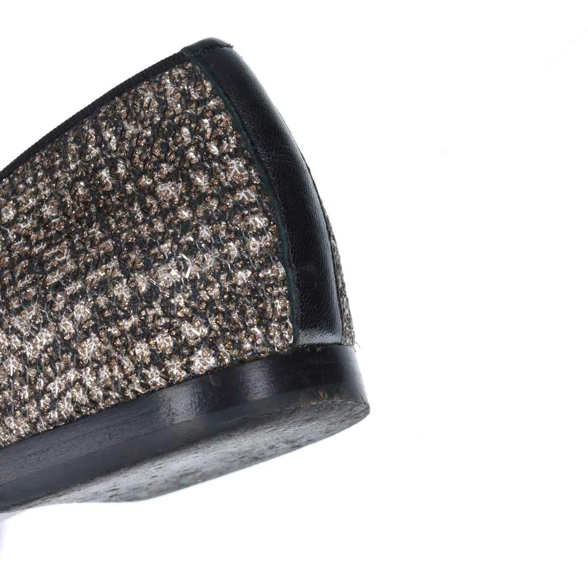 CHANEL★レザー切替し メタルココマーク リボン パンプス(37) CHANEL シャネル パンプス ココマーク リボン付き バレリーナ