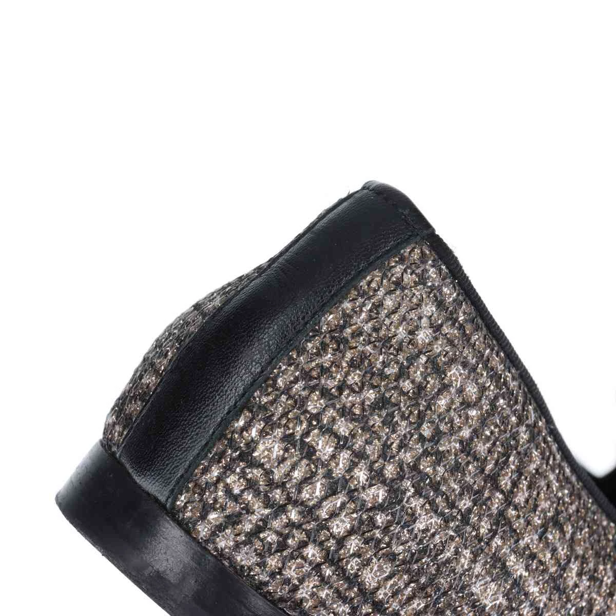 シャネル ココマーク レザー×ファブリック フラットパンプス 37