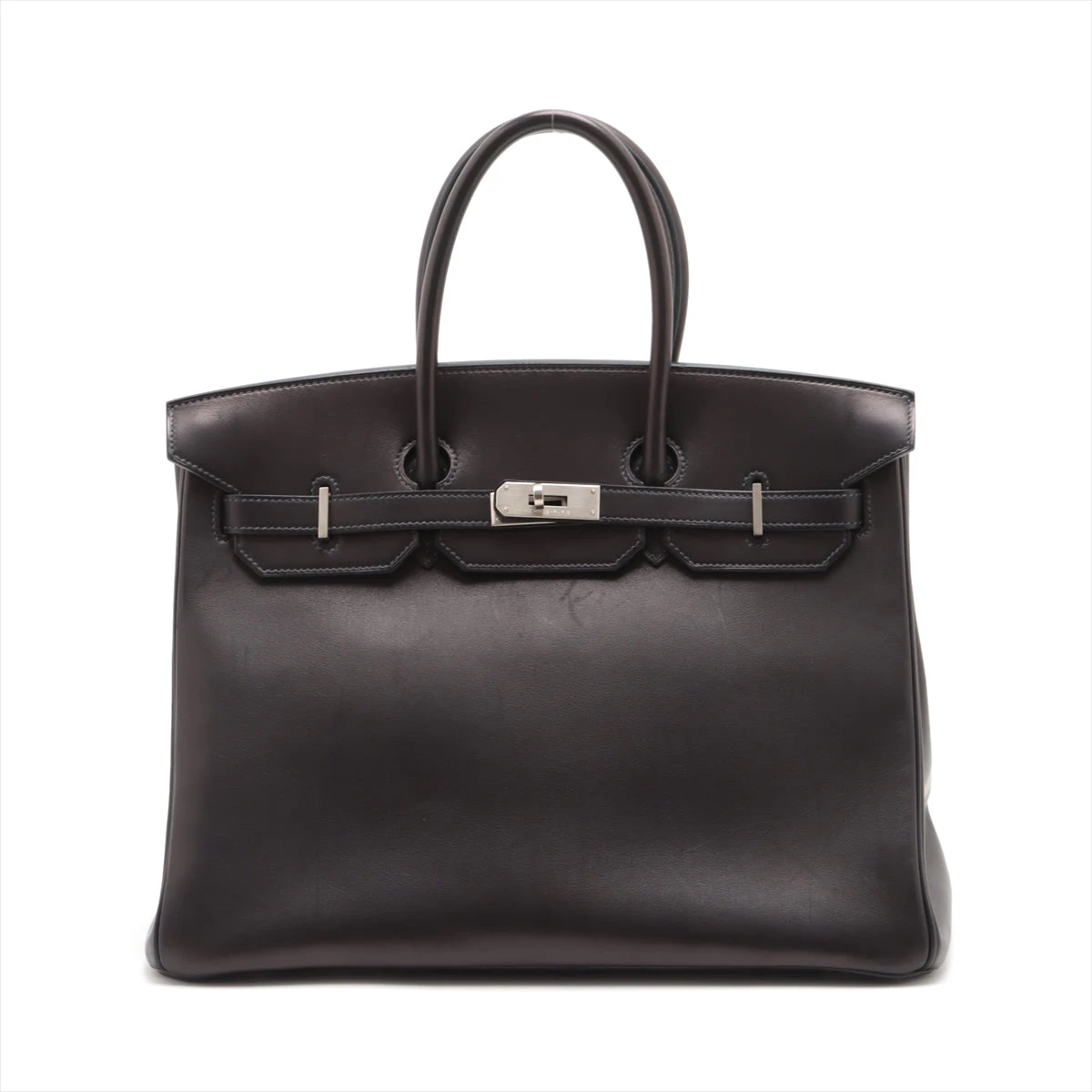 エルメス バーキン35 ボックスカーフ ネイビー シルバー金具 □O