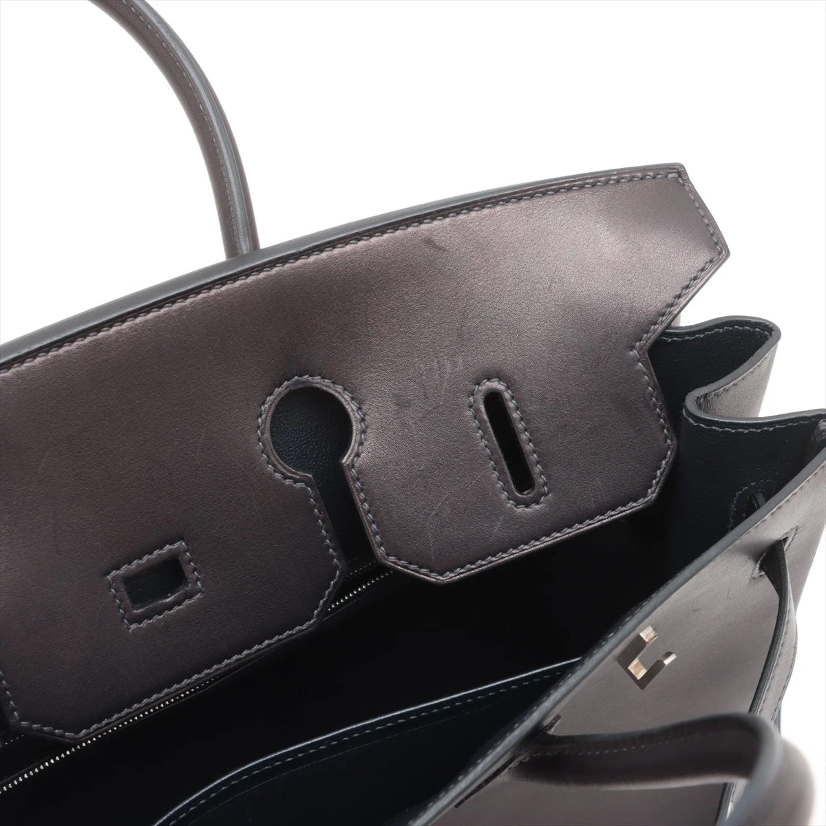 エルメス バーキン35 ボックスカーフ ネイビー シルバー金具 □O