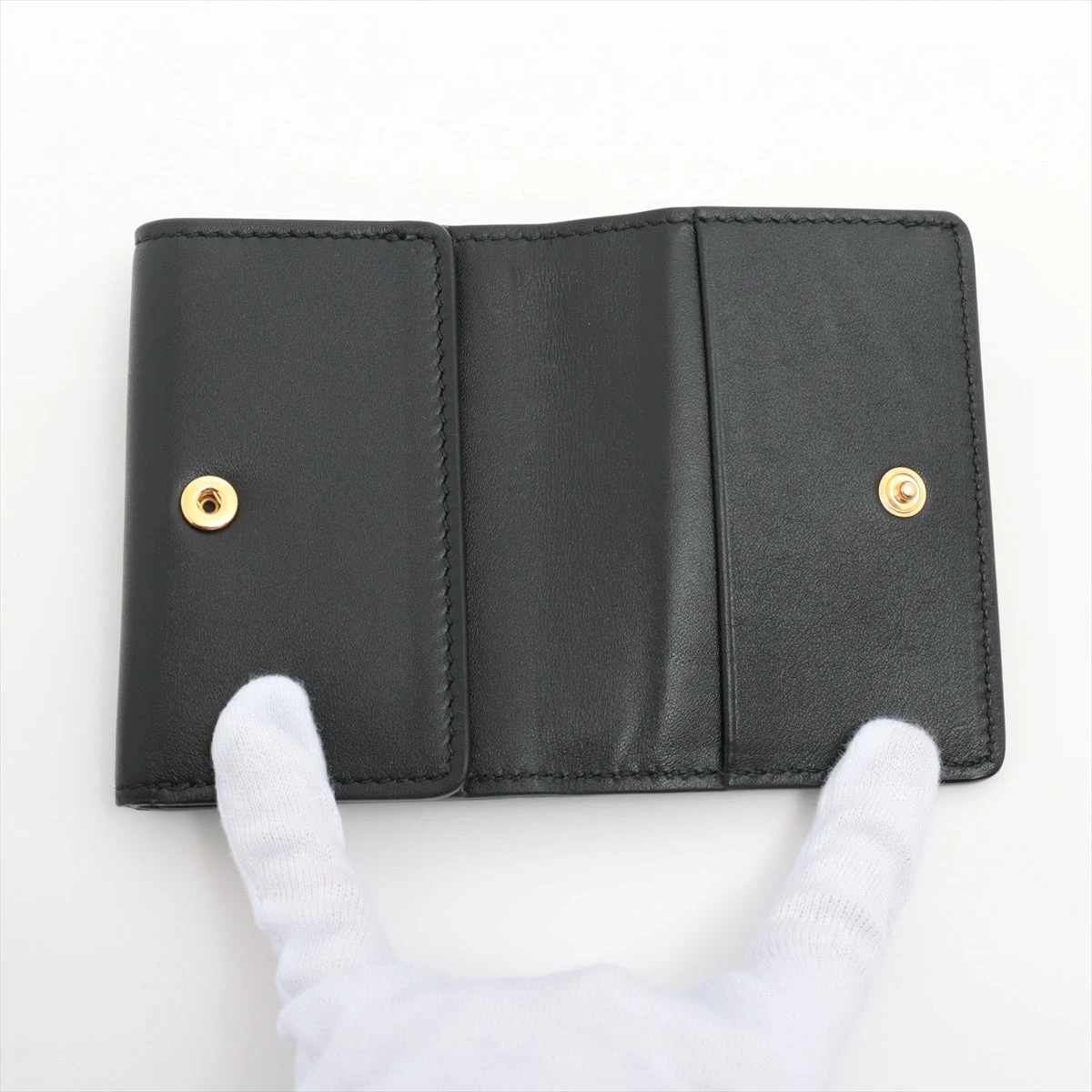 付属品完備❗️新品未使用✨マルジェラコンパクトウォレットミニ財布4ステッチ黒レザー メゾンマルジェラ 4ステッチ レザー コンパクトウォレット