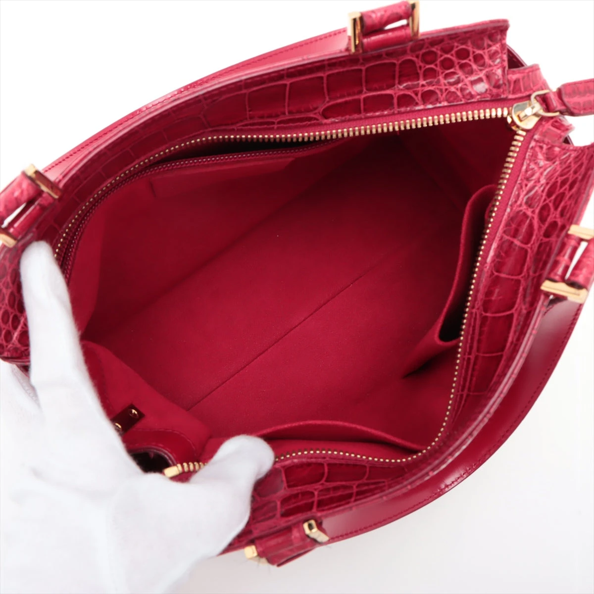美品 フェラガモ ハンドバッグ 2way ジェット ガンチーニ レザー レッド FERRAGAMO サルヴァトーレフェラガモ Salvatore Ferragamo