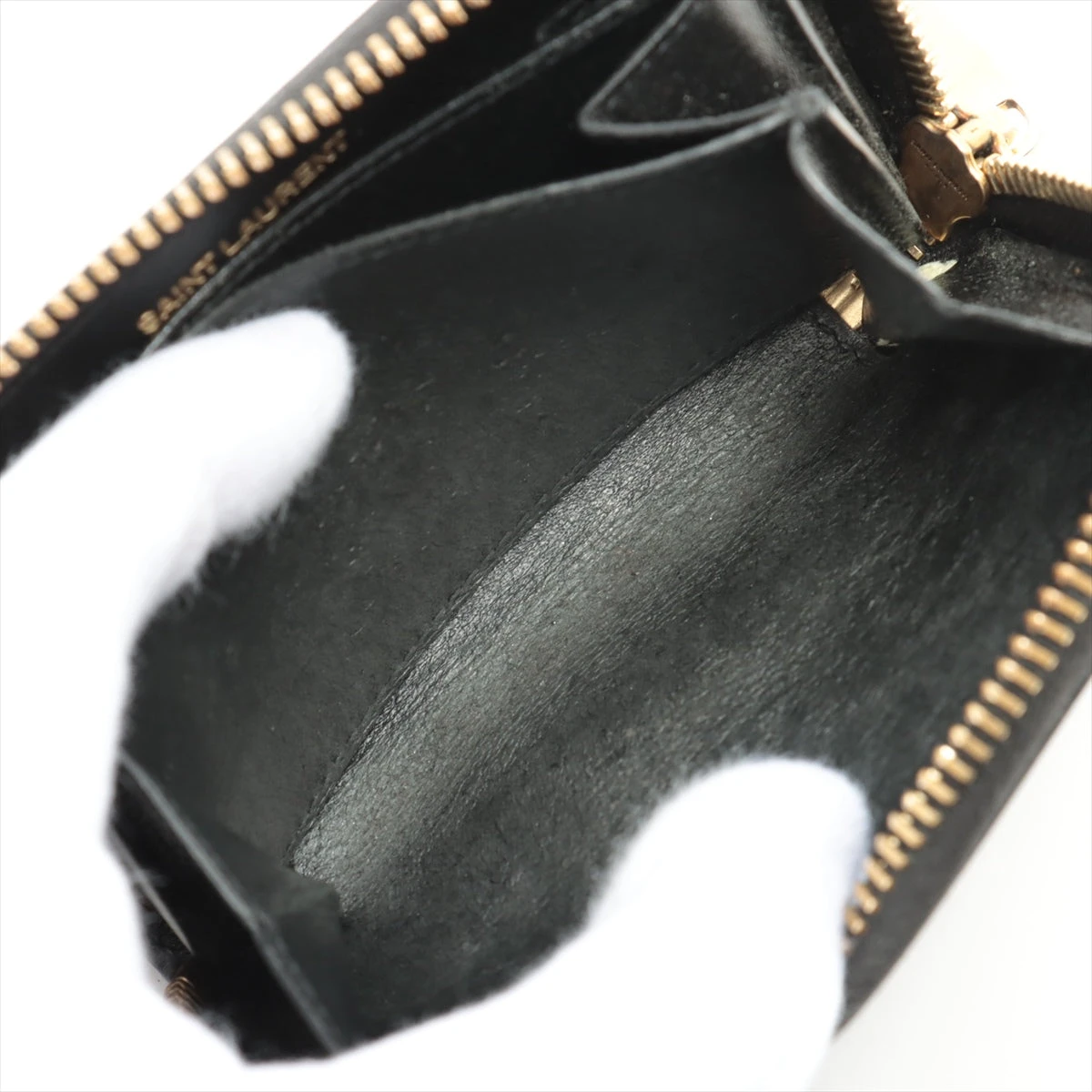 【VINTAGE】サンローラン YSLライン レザー コインケース Yves Saint Laurent イヴ・サンローラン コインケース ブラック