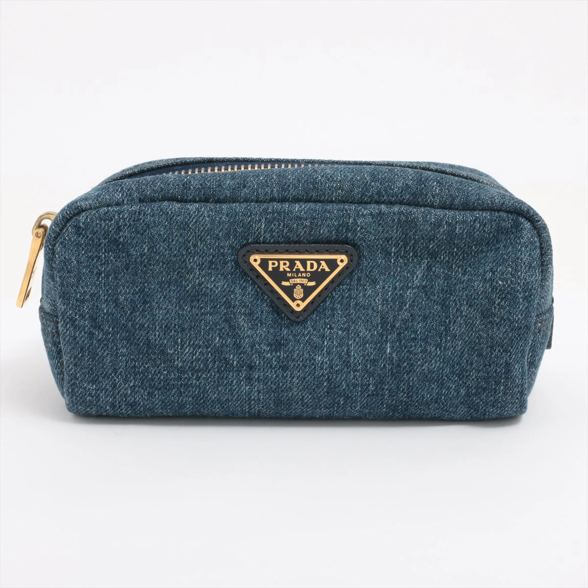 正規品　プラダ　デニムポーチ　ブラック　美品 プラダ PRADA ポーチ DENIM 黒 小物 デニム サフィアーノレザー
