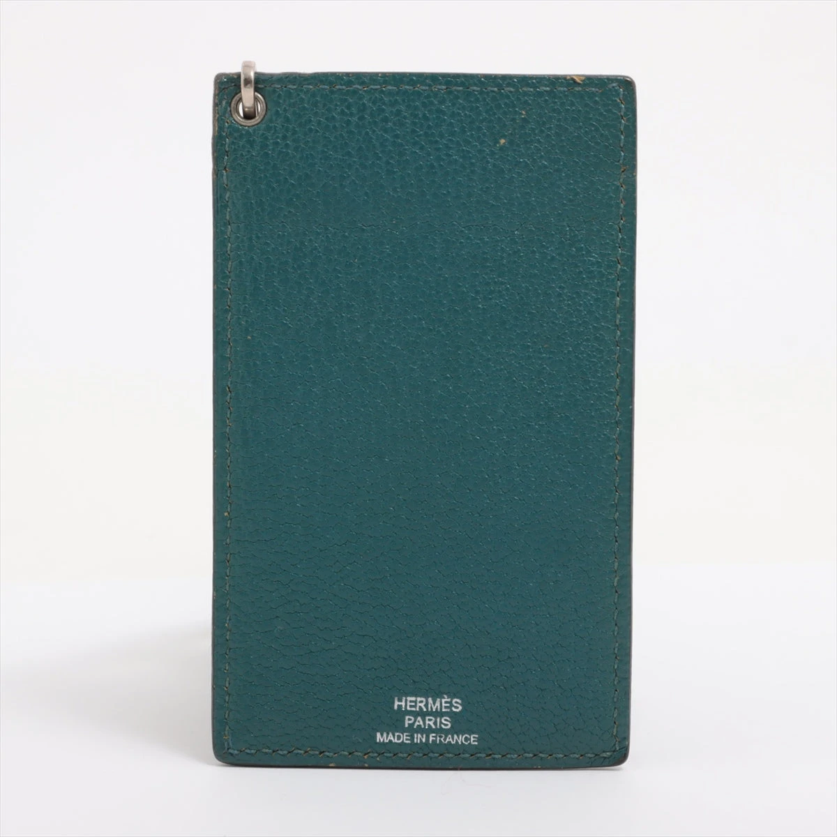 エルメス カードケース レザー パスケース ブルー シルバー金具 □M エルメス カードケース レザー パスケース ブルー シルバー金具 □M
