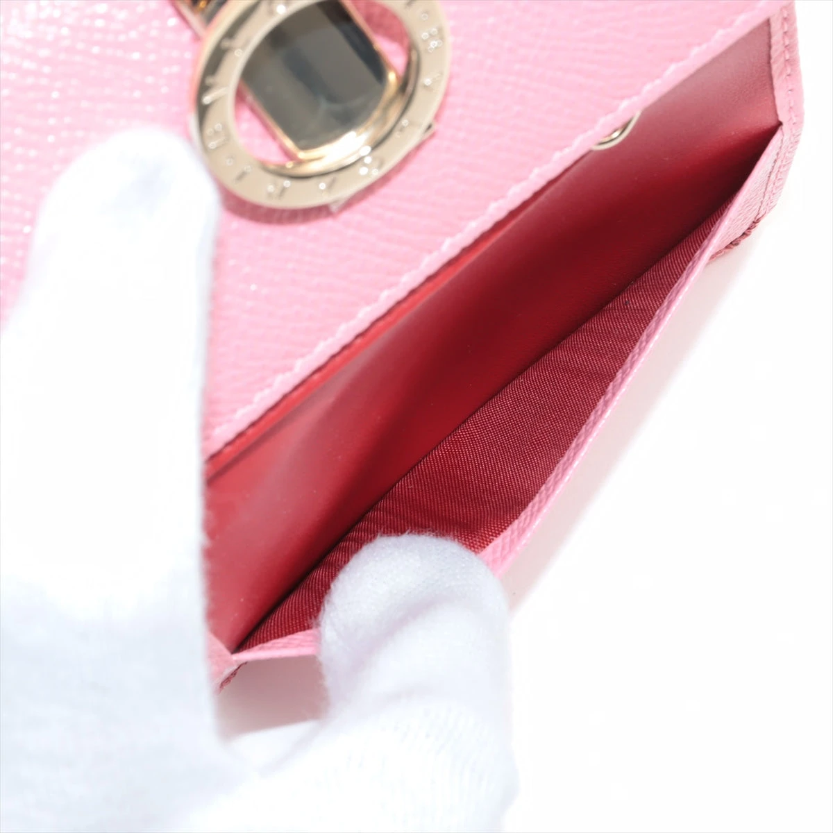 BVLGARI レザー 二つ折りキーケース ピンク ブルガリ ブルガリブルガリ レザー キーケース ピンク A3096773