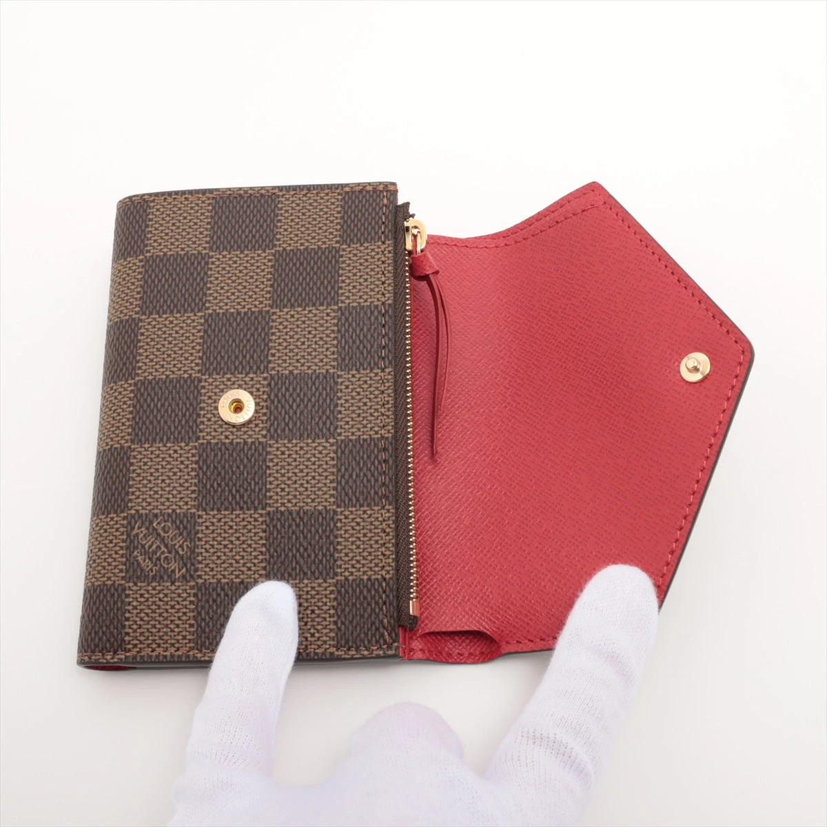 【ルイヴィトン 】美品　ダミエ　ポルトフォイユ　ヴィクトリーヌ　レッド LOUIS VUITTON ルイヴィトン ダミエ ポルトフォイユ