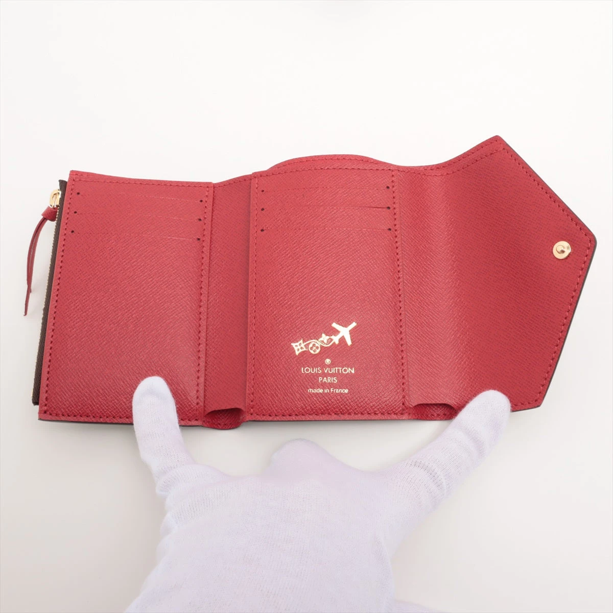 ヴィトン ダミエ ポルトフォイユヴィクトリーヌ N41659 レッド 財布